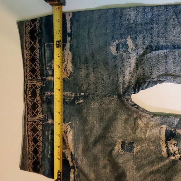 Distressed jean look, women's M leggings with light fleece linning - Picture 6 of 7